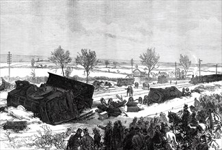 The Railway Accident at Abbotts Ripton, Huntingdon: general view of the scene of the accident, 1876. Creator: Crane.