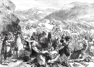 The War in the Herzegovina: insurgents surprising a Turkish convoy...1876. Creator: Unknown.