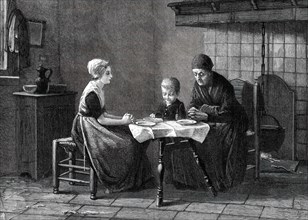 Saying Grace - from a picture by A. Neuhuys...New British Institution...1876. Creator: Unknown.
