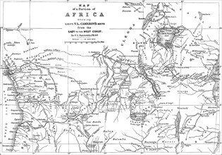 Map of a Portion of Africa, showing...Cameron's Route from the East to the West Coast...1876. Creator: Ernst Ravenstein.