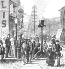 Opening of the American Centennial Festival Exhibition: a Street in Philadelphia, 1876. Creator: W. J. P..