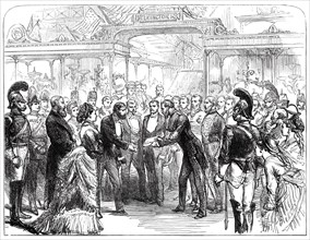 Opening of the American Centennial Exhibition: Colonel Sandford delivering...a Catalogue...1876. Creator: Melton Prior.