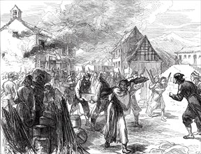 A Journey into the Herzegovina: Fire at a Gunpowder Depot at Grahovo, 1876. Creator: C.R..