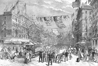 Street in Philadelphia  on the Opening Day of the American Centennial Exhibition...1876. Creator: C.R..