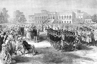 The Prince of Wales seeing a Dance of Wild Hillmen at Calcutta, 1876. Creator: Unknown.