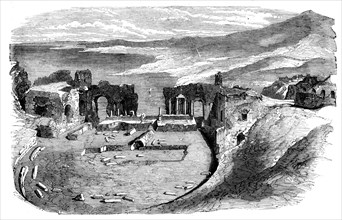 Ruins of a Theatre at Taurominium - Mount Etna in the Distance, 1858. Creator: Unknown.
