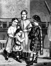 Group of Children in the Royal Caledonian Asylum - from a painting by Mr. Wighton, 1858. Creator: Unknown.