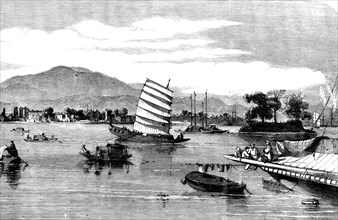 The City of Canton - from the Island of Honan - from a sketch by our special artist and..., 1858. Creator: Unknown.