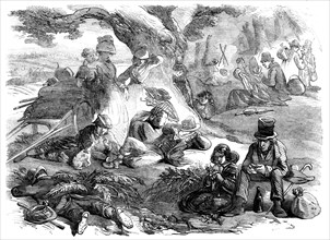 Hop-pickers Resting - drawn by Phiz, 1858. Creator: Hablot Knight Browne.