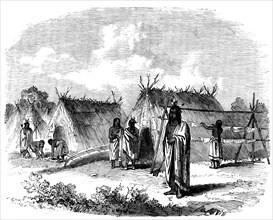 The Assiniboine and Saskatchewan Exploring Expedition - Ojibway Encampment near the Falls..., 1858. Creator: Unknown.