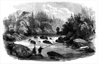 Sporting Scenes in Canada - Escoumains River: a Salmon Pool, 1858. Creator: Unknown.