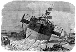 Launch of the "Paramatta" Steam-ship at Blackwall on Monday week, 1858. Creator: Smyth.