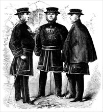 The Yeomen of the Guard at the Tower in their New Costume, 1858. Creator: Unknown.