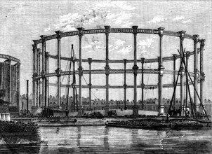 The Large Gasholder at the Imperial Gas Company's Works, Bethnal-Green, 1858. Creator: Unknown.