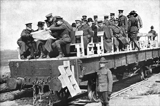 'M. Baker en France; En inspection sur une voie ferree, M. Newton D. Baker, le general..., 1917. Creator: Unknown.