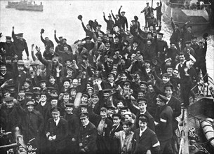 'L'attaque navale de Zeebrugge et Ostende; Apres Zeebrugge, le retour triomphal du..., 1918. Creator: Unknown.
