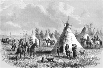 ''Sioux village near Fort Laramie; Ocean to Ocean, the Pacific railroad', 1875. Creator: Frederick Whymper.