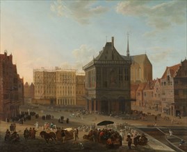 The Dam in Amsterdam with the new Town Hall under Construction, 1652-1689. Creator: Jacob van der Ulft (attributed to).