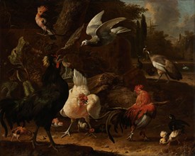 Birds in a Park, 1686. Creator: Melchior d'Hondecoeter.