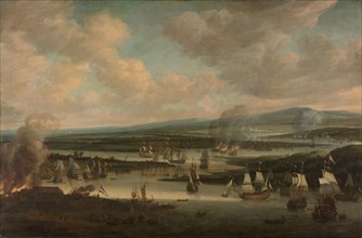 Burning of the English Fleet near Chatham (19-24 June 1667), 1667-1678. Creator: Willem Schellinks.
