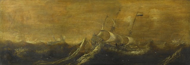 Ships in a Storm, 1600-1652. Creator: Andries van Eertvelt.