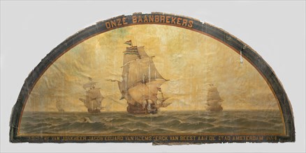 Our Pioneers': Seventeenth-Century Ships at Sea, 1880-1884. Creator: Jacob Eduard van Heemskerck van Beest.