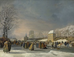 Women’s Skating Competition on the Stadsgracht in Leeuwarden, 21 January 1809, 1809. Creator: Nicolaus Baur.