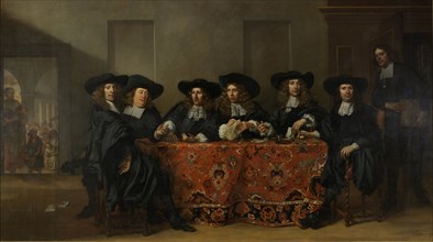 Six Regents and the Housemaster of the Oudezijds Institute for the Outdoor Relief of the Poor, Amste Creator: Pieter van Anraedt.