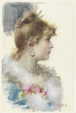 Bust of a young woman, in profile to the right, 1800-1892. Creator: A. Salanti.