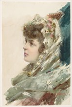 Bust of a young woman, in profile to the left, 1800-1892. Creator: A. Salanti.