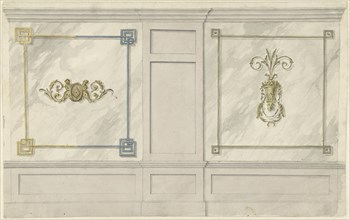 Design for room decorations with two panels with ornaments, 1767-1823. Creator: Abraham Meertens.