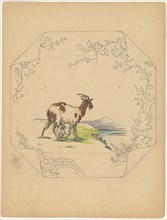 Design for model 'square' board with a suckling goat, c.1875-c.1880. Creator: Albert Louis Dammouse.