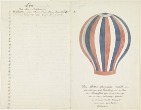 Air balloon and list of subscribers, 1700-1800. Creator: Anon.