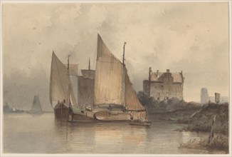 River view with a sailing ship, 1813-1866.  Creator: Antonie Waldorp.