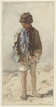 Hungarian boy, barefoot and with a fur hat on, 1859. Creator: August von Pettenkofen.