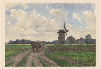 Landscape with mill and wagon in Vorden, 1874-1892. Creator: Bernardus Bueninck.