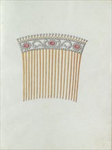 Hair comb with twenty teeth and three red stones, c.1800-c.1810. Creator: Carl Friedrich Bärthel.