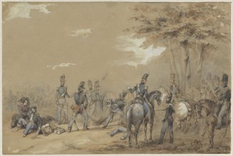 Infantry in fight, c.1824-c.1894. Creator: Charles Rochussen.