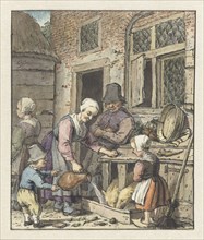 Farmer's family feeding the pigs, 1758-1808. Creator: Christina Chalon.