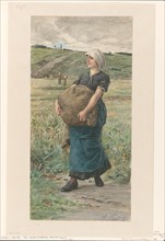 Running woman with a heavy bag, 1883. Creator: Ernst Witkamp.