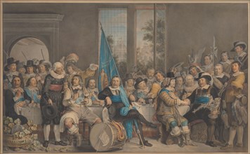 ...(St. Joris) Doelen in Amsterdam...conclusion of the Peace of Munster, June 18, 1648, (1795). Creator: Francesco Tozelli.