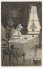 Mimi writes a letter, in or before 1901. Creator: Louwerse, H.C..