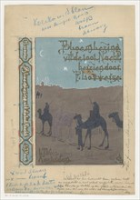 Book cover design for Anthology of One Thousand and One Nights by Pieter Louwerse, 1910 or earlier.  Creator: Louwerse, H.C..