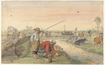 Landscape with Two Eel Fishermen by a Ditch, c.1625-c.1630. Creator: Hendrick Avercamp.