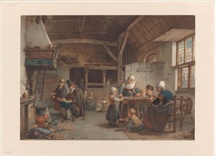 Farmers interior, family in the kitchen, 1834-1892. Creator: Hendrick Jacobus Scholten.