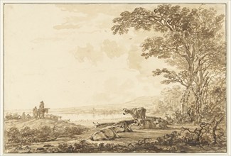 River landscape with resting cattle, 1766-1815. Creator: Jacob van Strij.