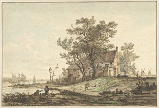 Old farmhouse on a river, 1790-1810. Creator: Jacob van Strij.