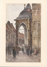 Churchgoers outside a church, 1890. Creator: Jan de Jong.