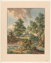Landscape with water birds in a pool, 1754-1791. Creator: Jan Hendrik Troost van Groenendoelen.