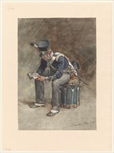 Infantry drummer reading, 1868-1892. Creator: Jan Hoynck van Papendrecht.